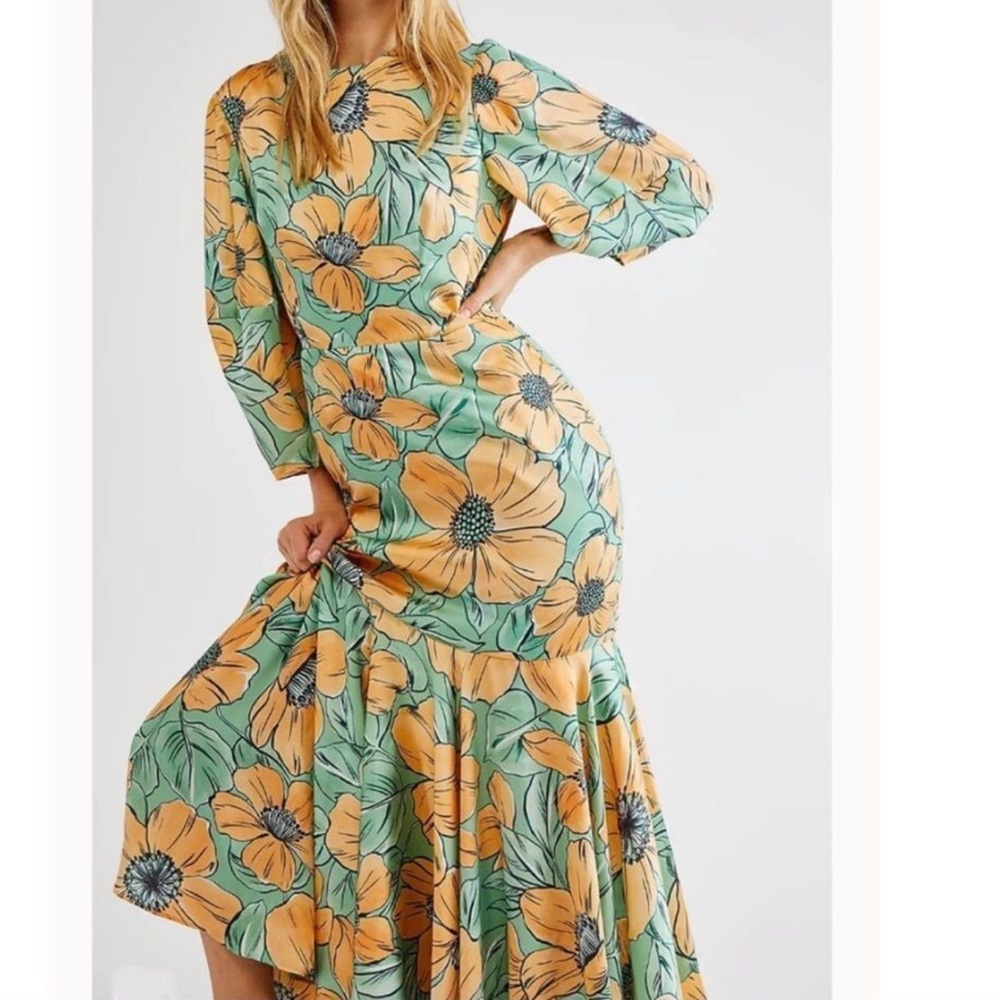 Autumn Adeigbo x Free People Poppy Maxi Dress Size 0 Green Orange